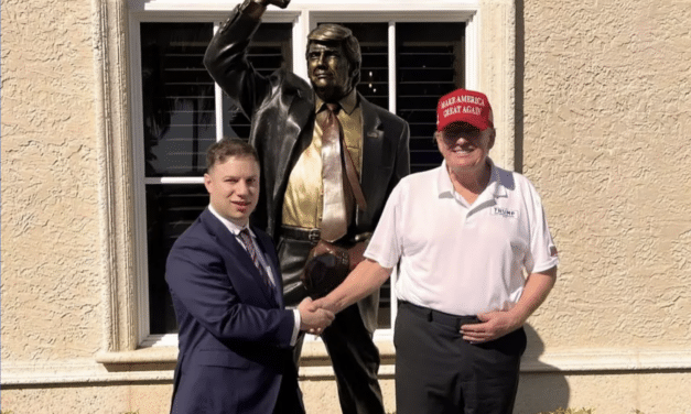 Former congressional candidate gifts Trump with seven-foot, bronze statue of himself